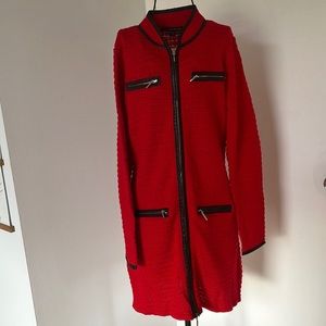 Boston Proper long red texture cardigan
